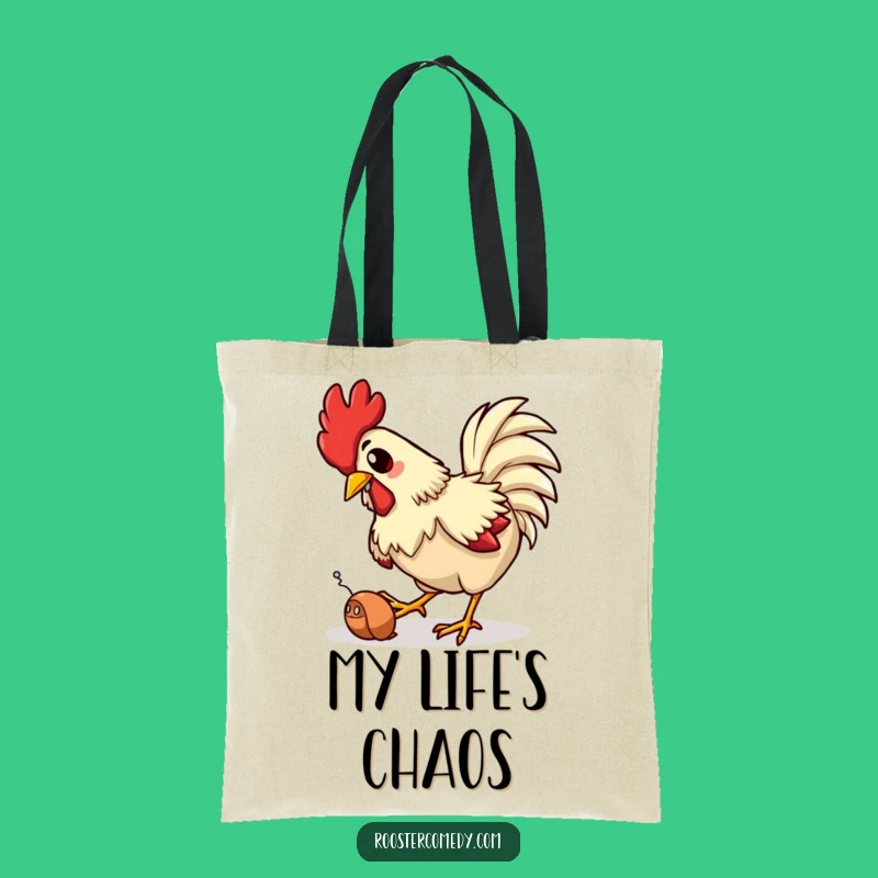 Funny Rooster Trip Tote Bag: Farmyard Mishap Carry-All - Practical Funny Gift